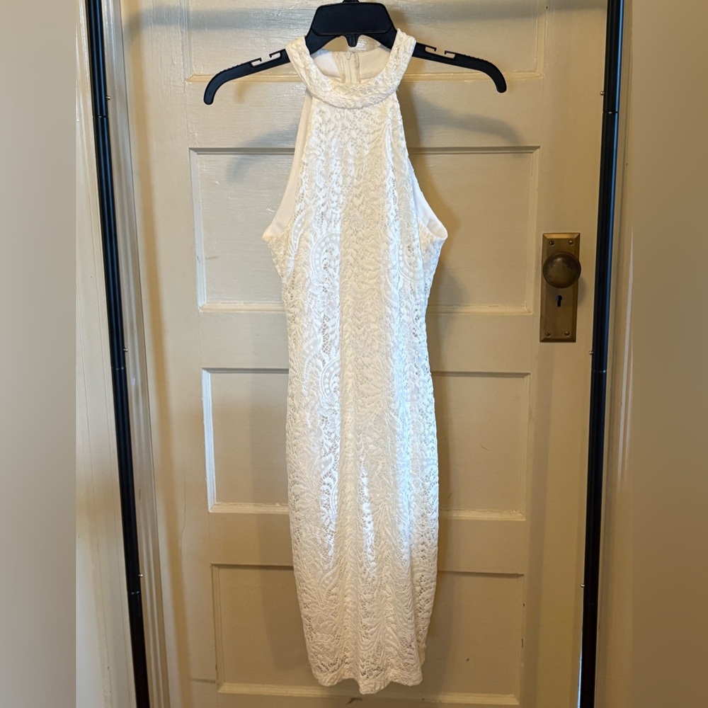 Honey and Rosie Ivory Lace Halter Bodycon Dress